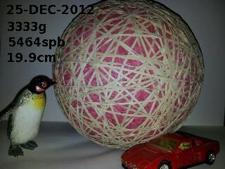 Photo of Blank Frank's rubber band ball as it evolves